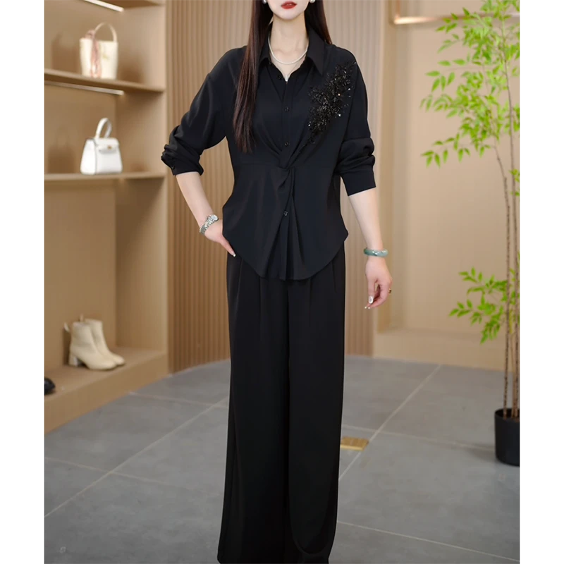 25100休闲风中年时尚套装洋气夏季收腰女装春秋西装显瘦衬衫时尚