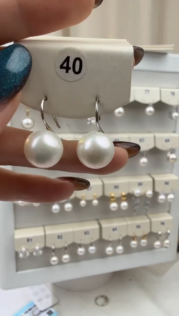 银S925镶嵌耳饰淡水珍珠12-13mm高跟鞋