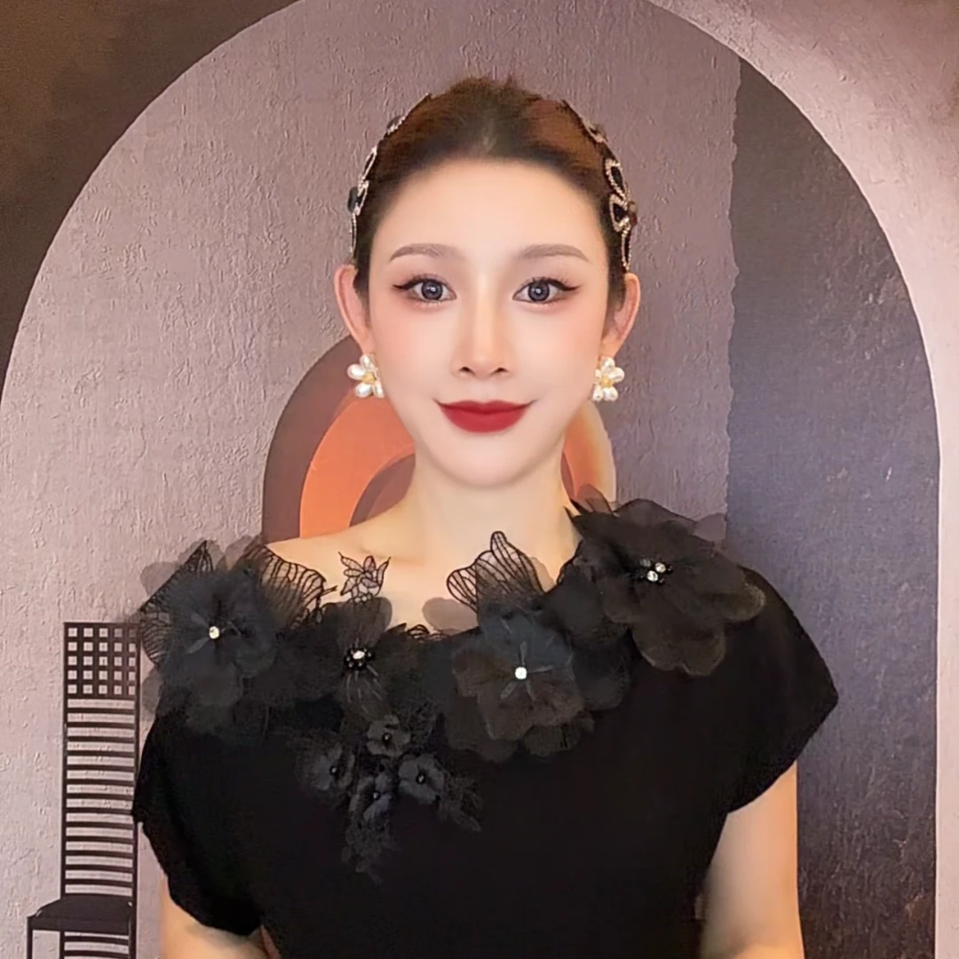 仙气百搭蕾丝百合镂空花朵带别针AZ870