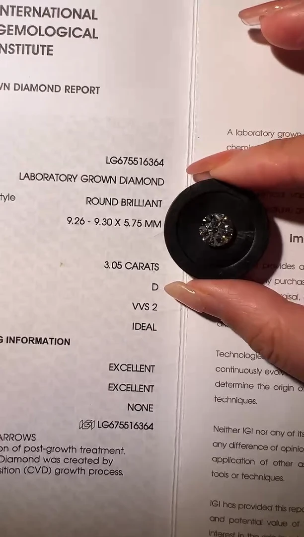 实验室培育钻石裸石未镶嵌LG6364  3.05ct