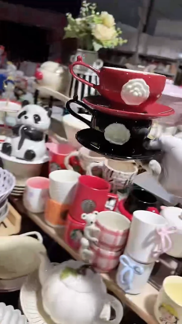 碗2套山茶花杯碟微瑕 凑满20元包邮