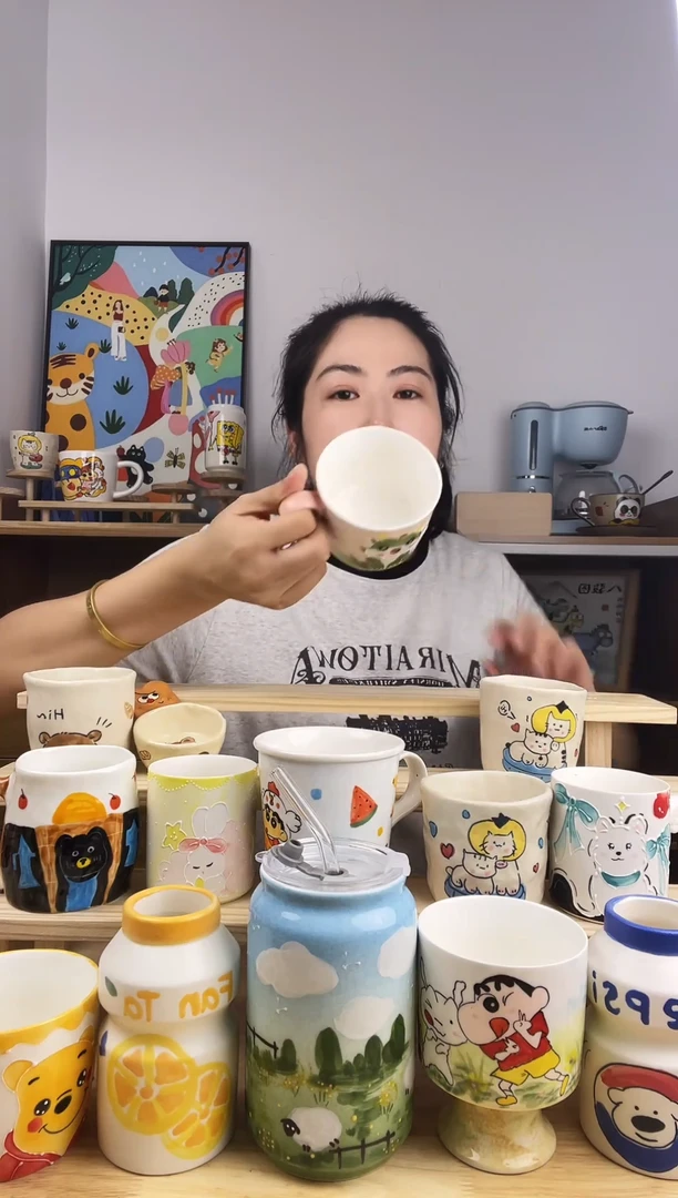 杯子景德镇高温釉下彩陶瓷手绘卡通创意
