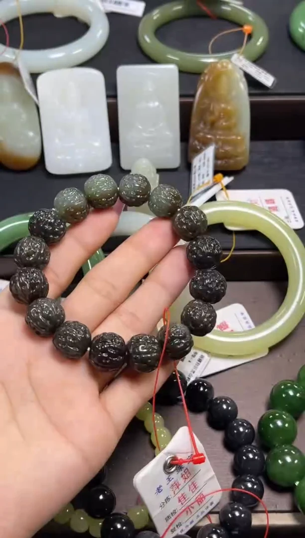 未镶嵌手串和田玉卡14吐拉牧场带汤 核桃DIY 9014756