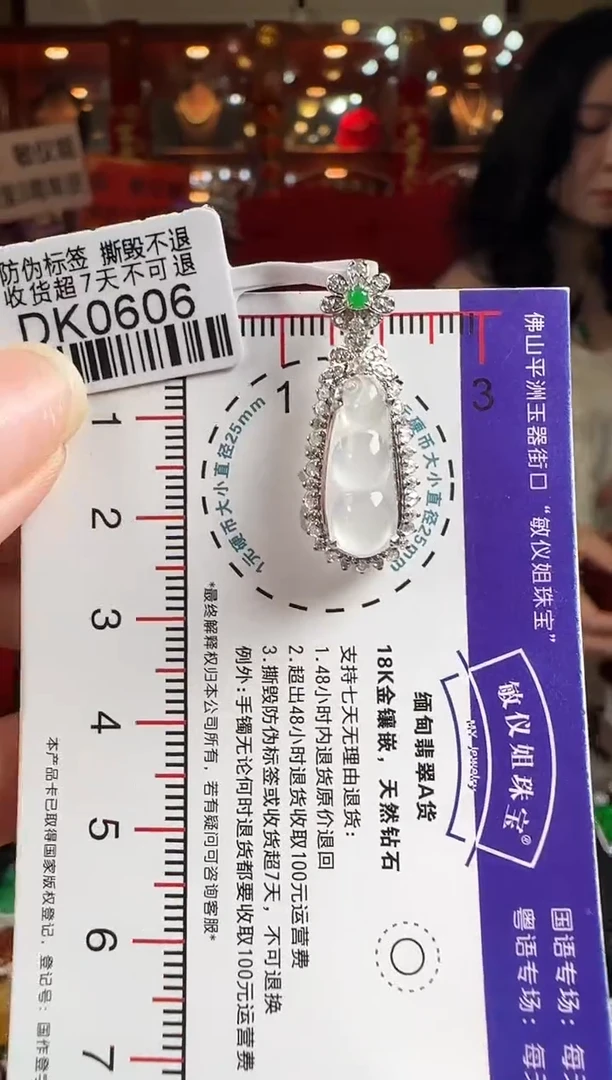 翡翠18K金镶嵌颈饰DK0606冰豆豆