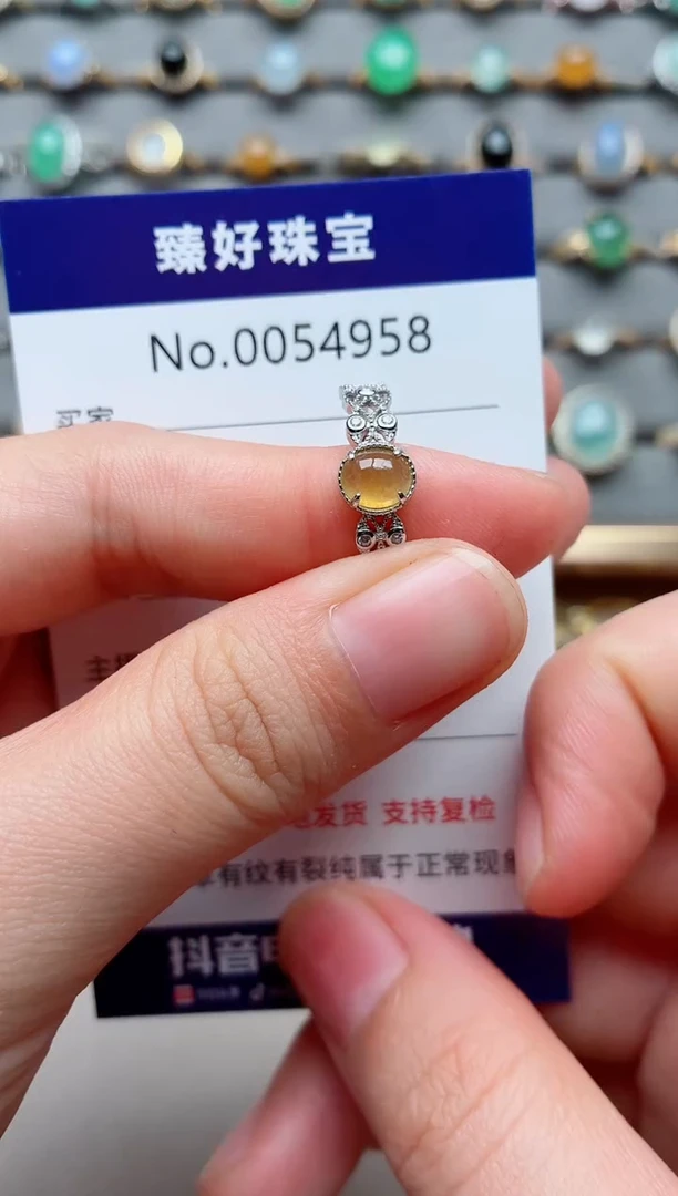 银S925镶嵌戒指翡翠1