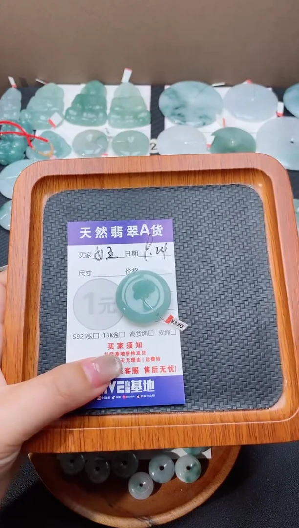颈饰未镶嵌翡翠女****?天然翡翠平安扣