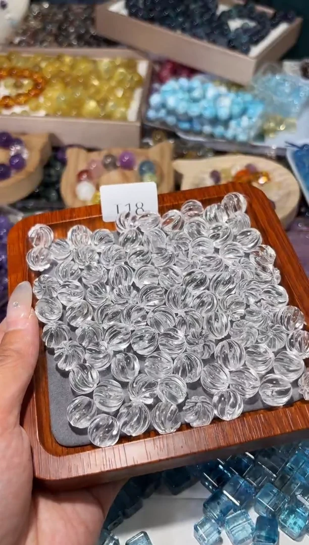 水晶手串未镶嵌T18白水晶扭扭珠一个宽12