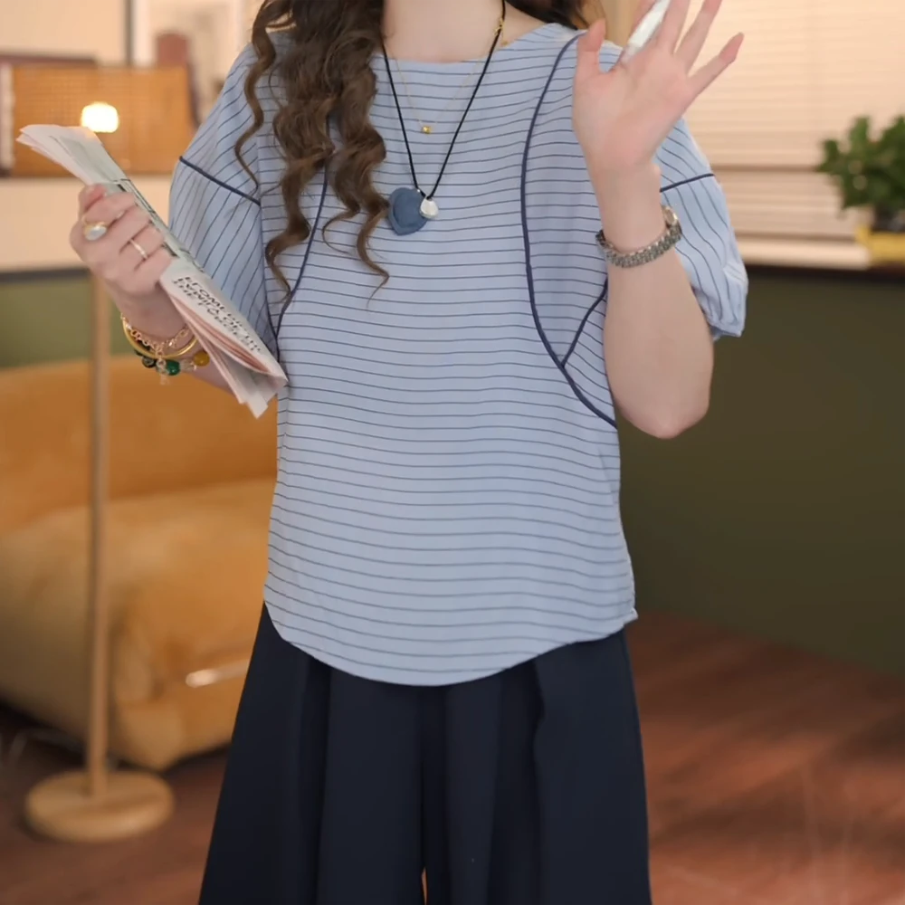 【蔚蓝风暴】港风复古纯色短袖衬衫宽松显瘦上衣C5282