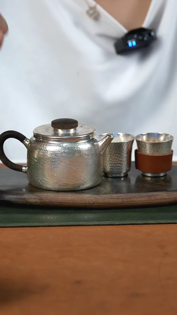 新品手工汉瓦泡茶银壶+2银杯