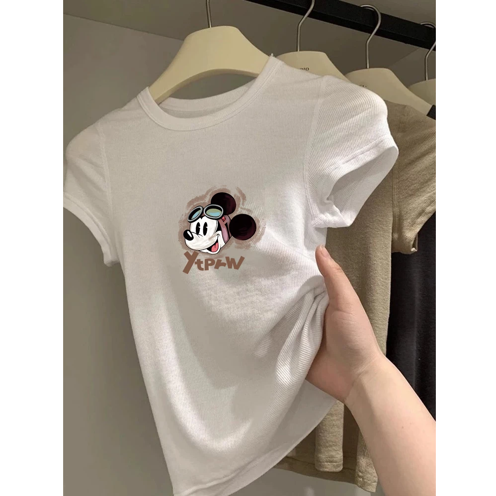 设计感小众正肩白色紧身显瘦夏季美式修身短袖t恤女欧若风系上衣