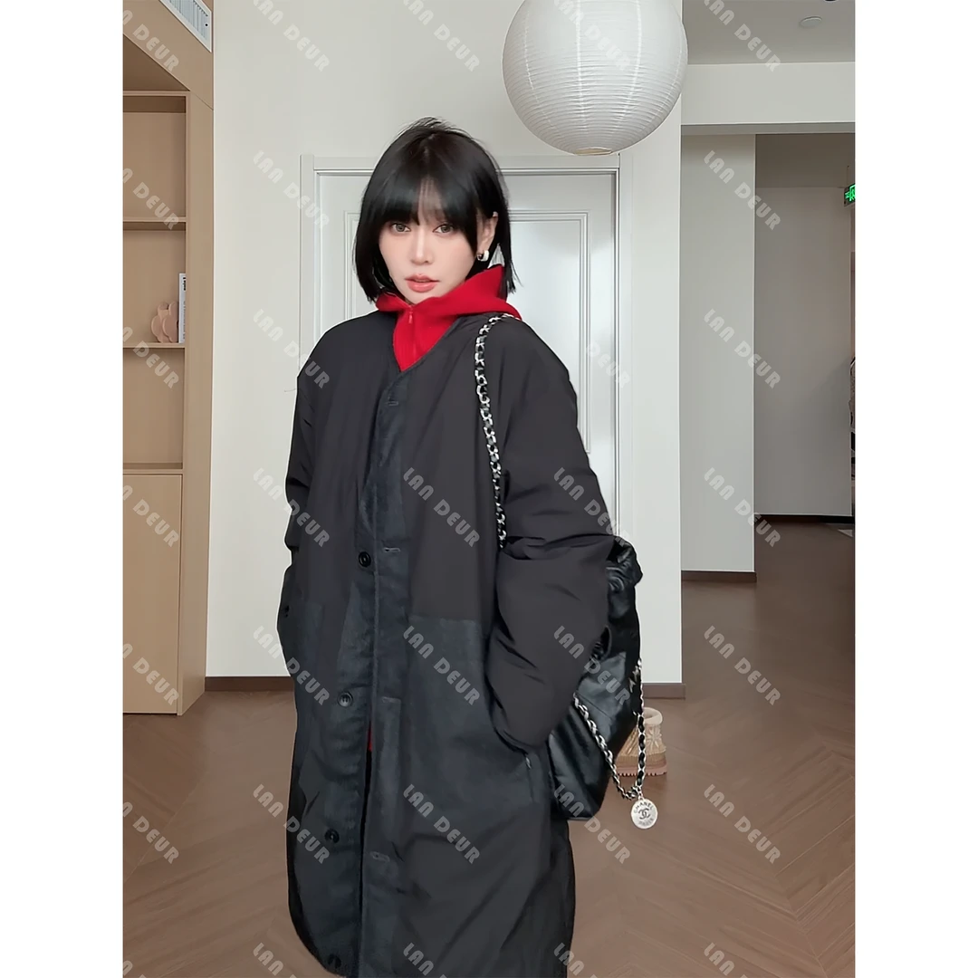 JIUJIU【雪间风华】时尚百搭宽松慵懒风设计感中长款鹅绒服外套女