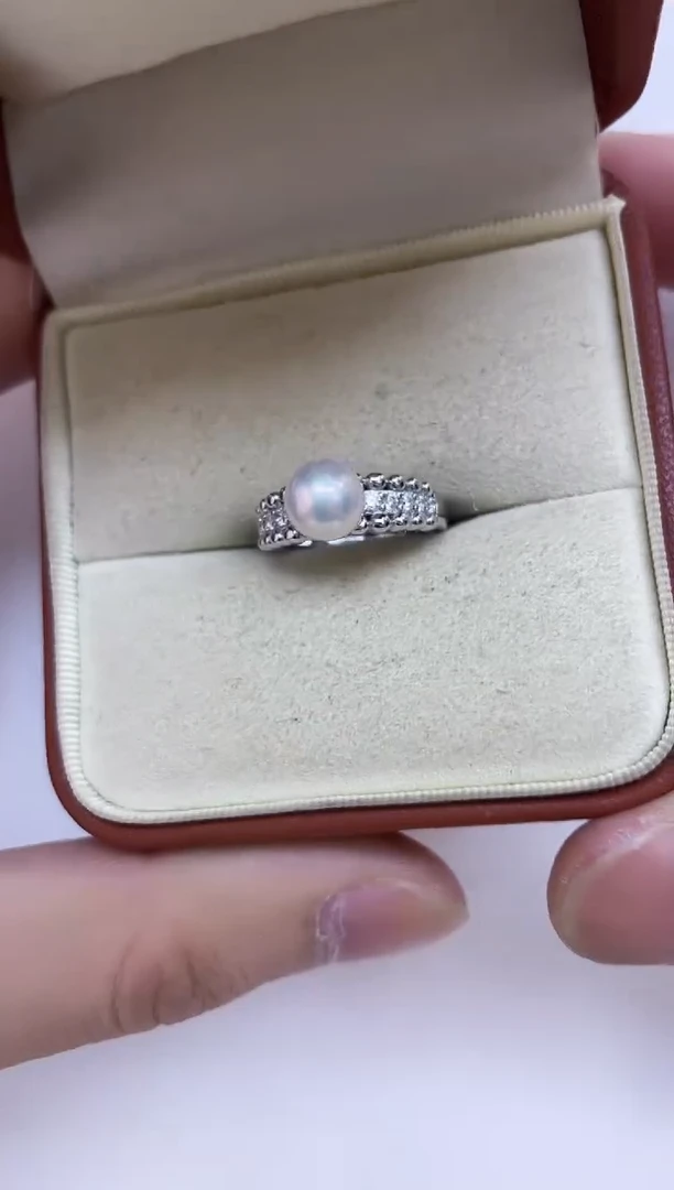 银S925镶嵌海水珍珠戒指