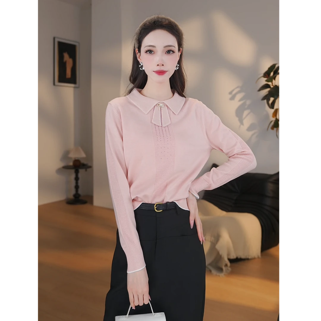 【曼贝】2025针织衫女套头小众气质长袖毛衣打底衫