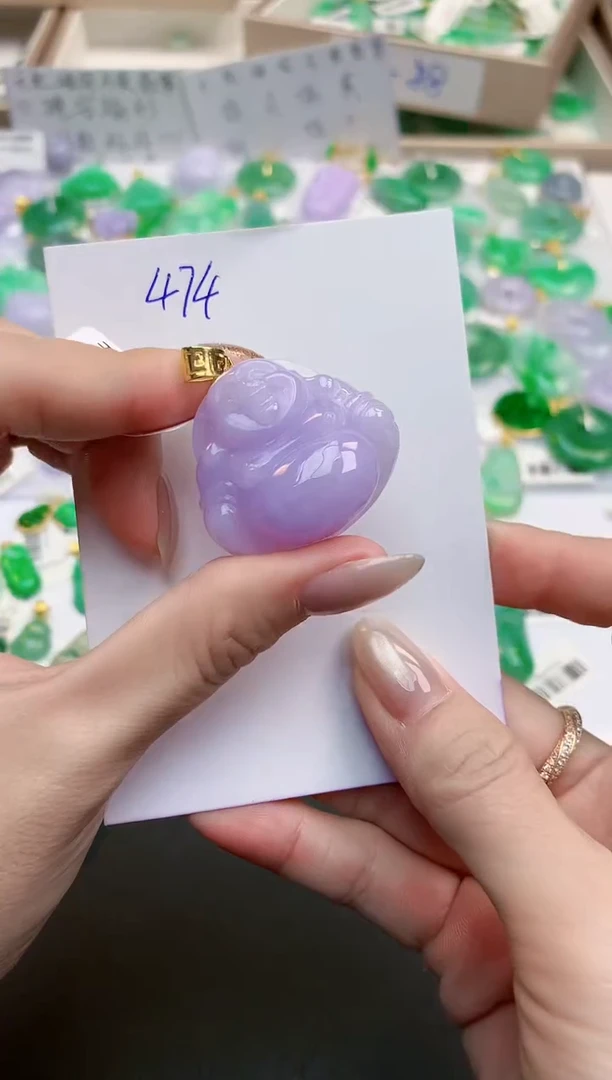 颈饰18K金镶嵌翡翠天然缅甸A货翡翠