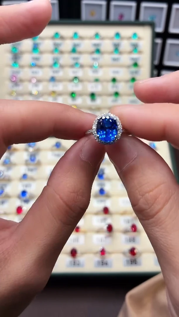 无925银轻奢克什矢车菊色女神戒