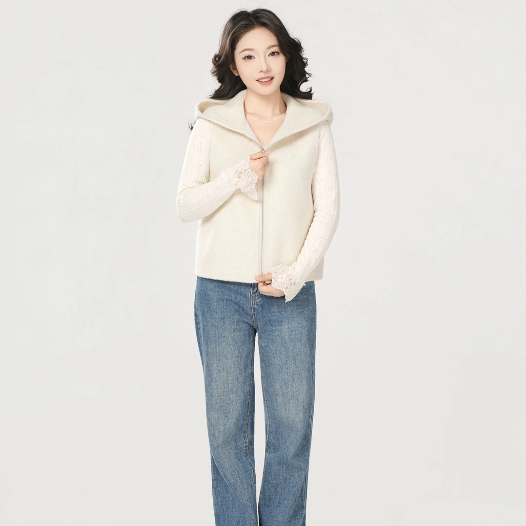 新款羊毛马甲修身型冬季厚款马甲拉链连帽 5588