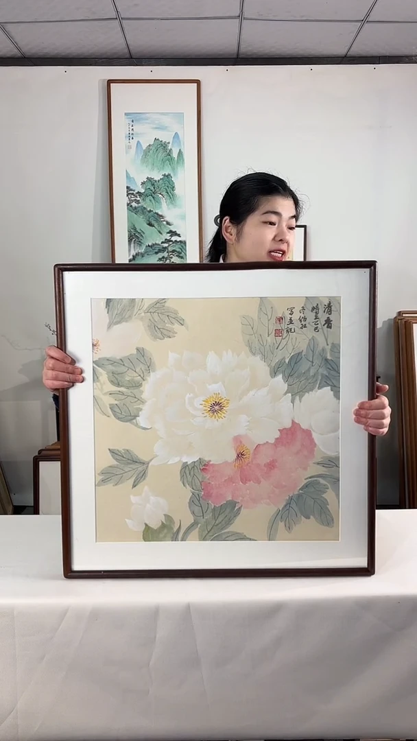 国画手绘*清香（牡丹）*62*62cm