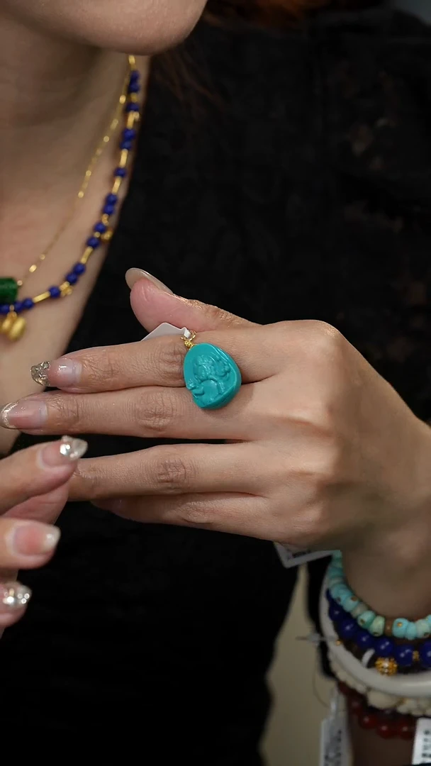 绿松石18K金镶嵌吊坠 Z08（多样性发一件）