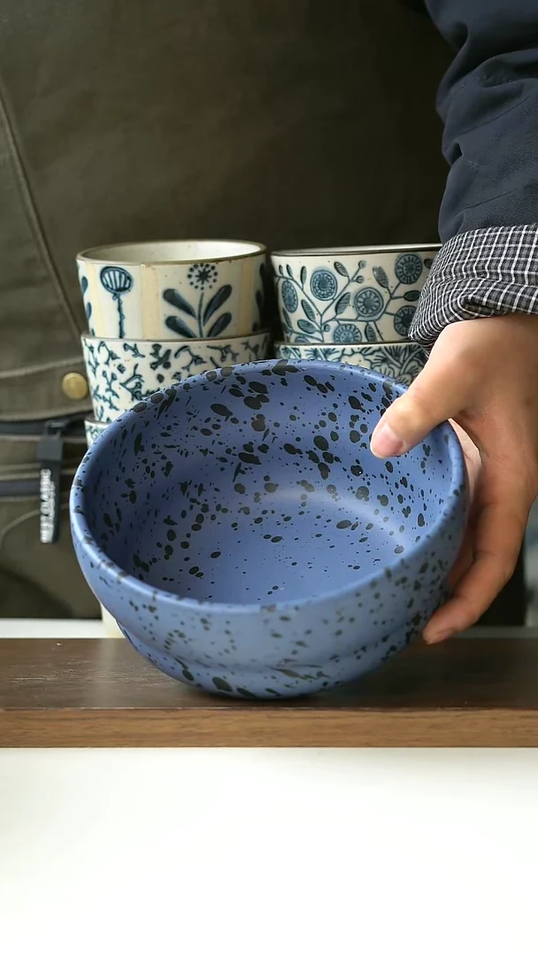 【闪购商品】陶瓷微瑕紫色泼墨沙拉碗@4-2@