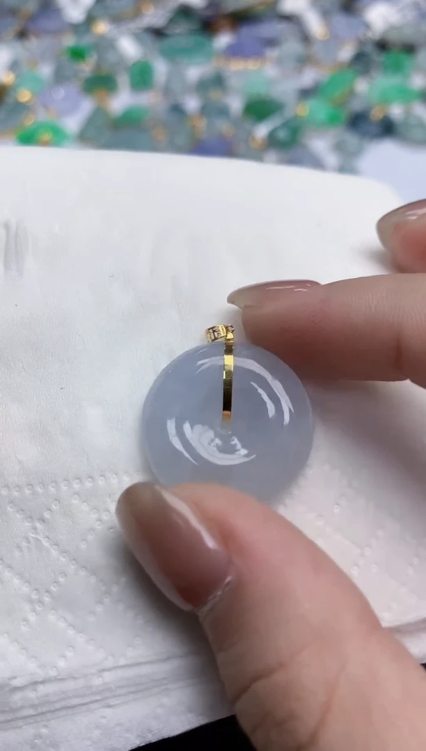 【闪购商品】翡翠颈饰18K金镶嵌天然缅甸翡翠A货