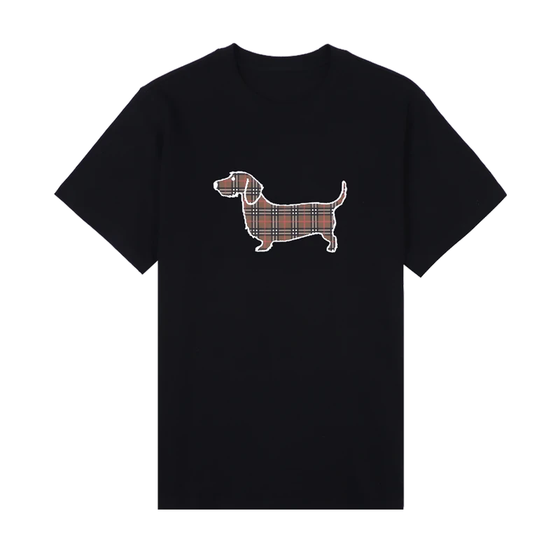 【海外仓品牌折扣】格纹小狗轻奢魔方24新款夏季经典纯棉T恤衫F2418