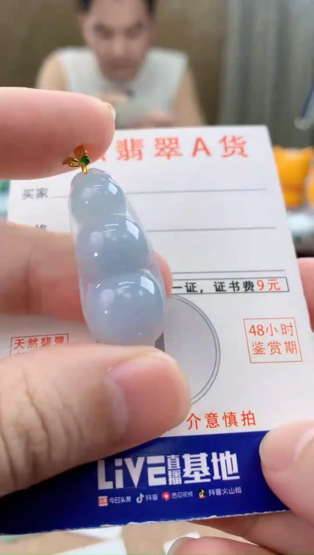 颈饰18K金镶嵌翡翠天然A货翡翠挂件