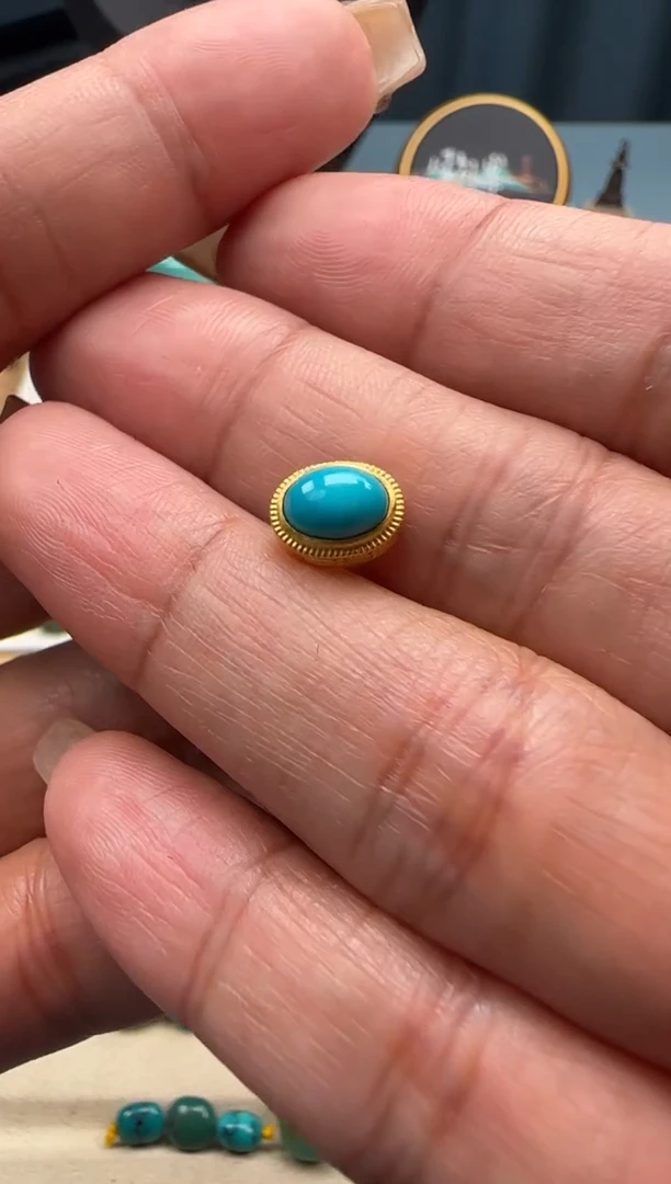 【闪购商品】绿松石珠宝奇石18K金镶嵌绿松石