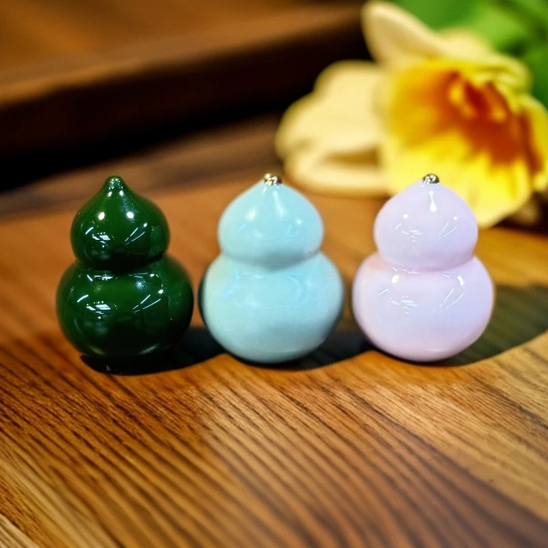 66七色葫芦【糯糯小葫芦·绿蓝粉】高温陶瓷精美茶宠摆件三个