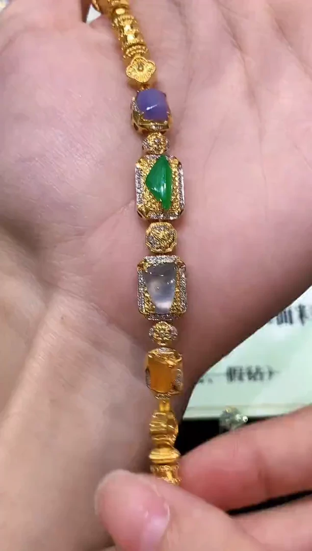 18K金镶嵌手链翡翠妮*儿YS多样性发其一