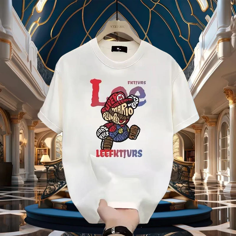 新款潮流棉短袖T恤青年男女休闲款夏季透气印花百搭宽松圆领上衣