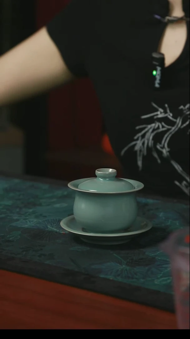 钱袋子盖碗 仿古釉 支钉 开片 一级品 130毫升