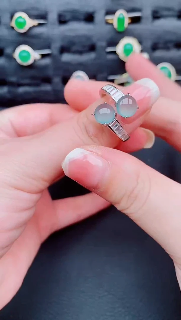 翡翠戒指银S925镶嵌天然a货翡翠115