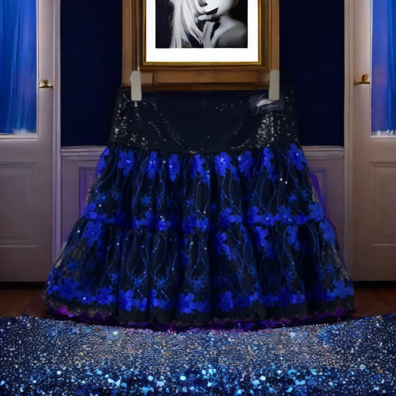 碎花半身裙蕾丝花边薄款  WXF服饰