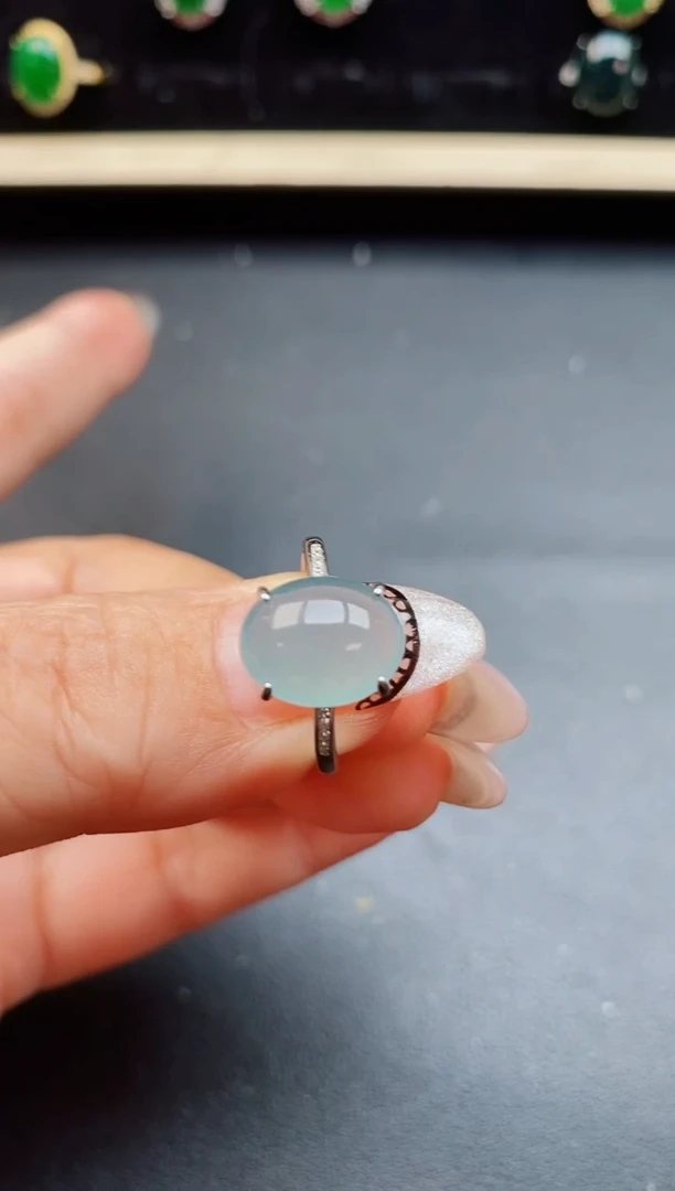 翡翠戒指银S925镶嵌8050