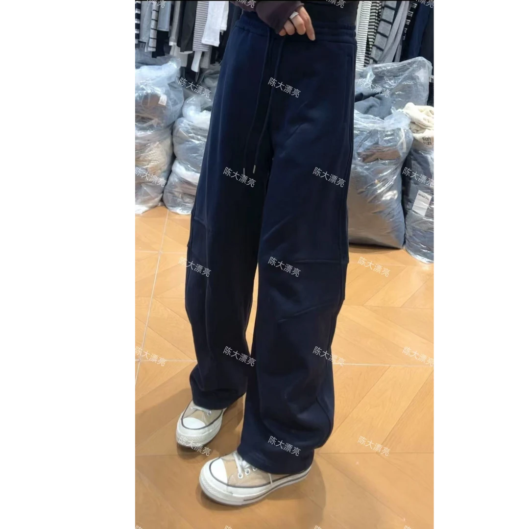 长裤纯色中高腰秋季女休闲裤高街保暖宽松冬季