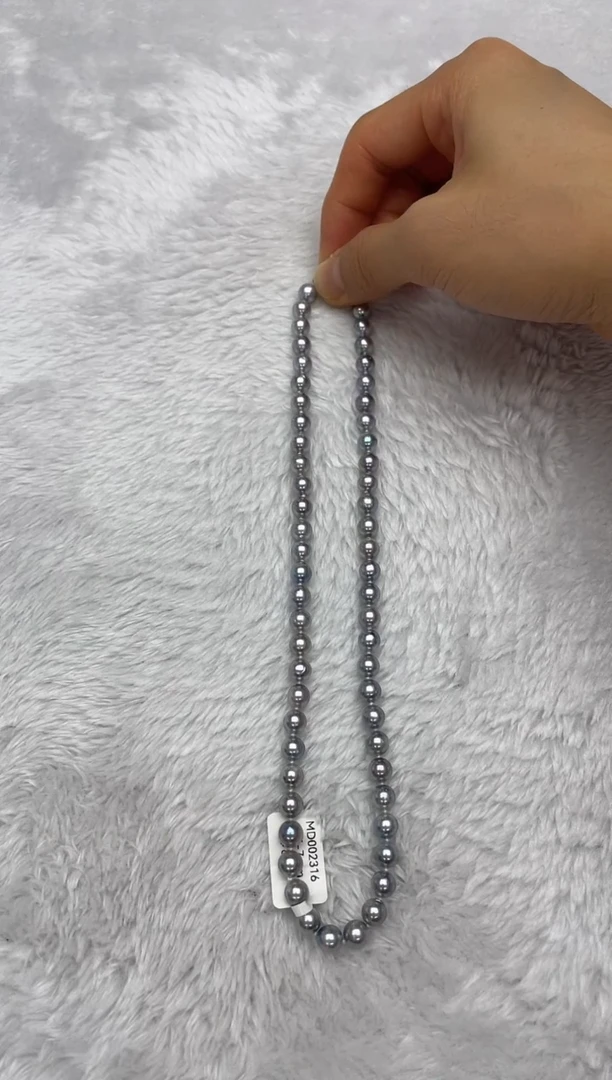 项链银S925镶嵌海水珍珠AK真多麻6.5-7mm