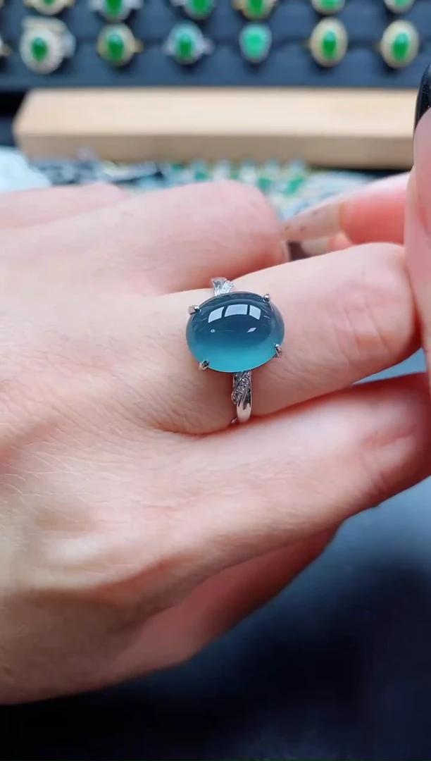 银S925镶嵌戒指翡翠1