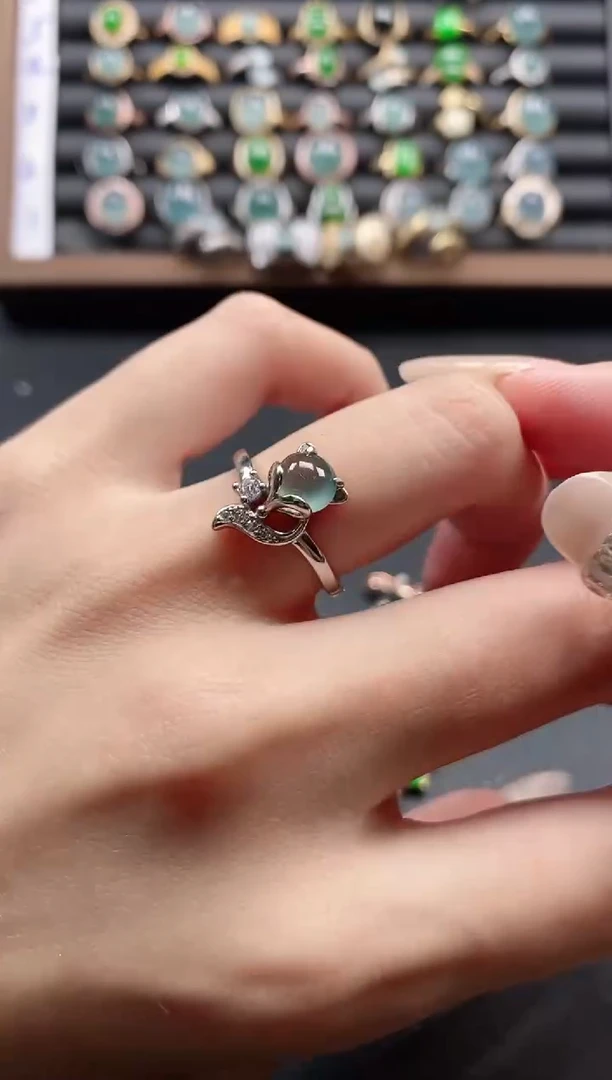 银S925镶嵌戒指翡翠5154