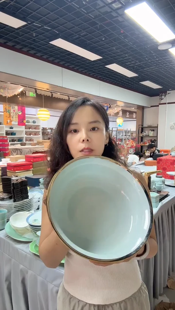 瓷片一个大号26cm橘色瓷器