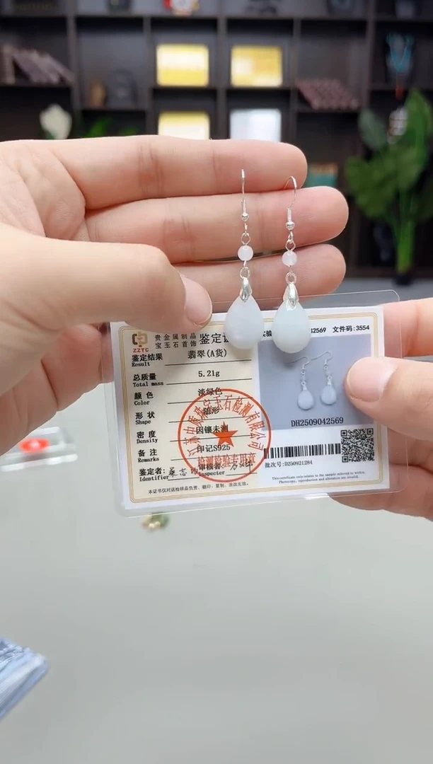 银S925镶嵌翡翠耳饰W02