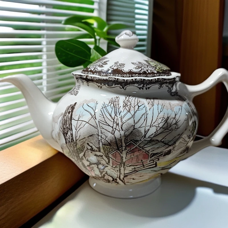 庄园 冬季雪景咖啡壶1把微瑕完美慎拍