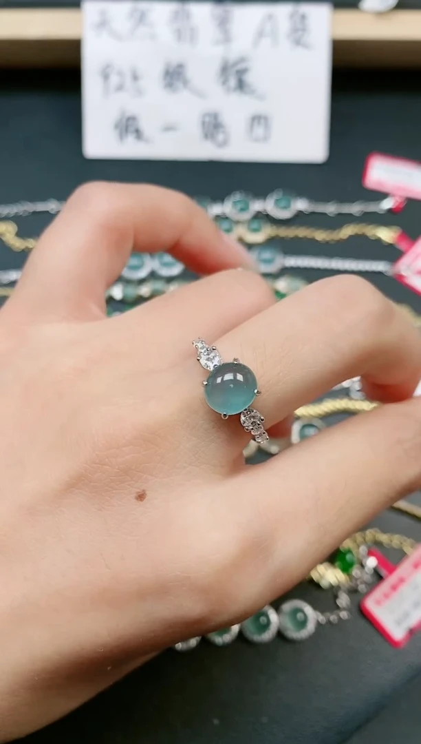 翡翠戒指银S925镶嵌11111