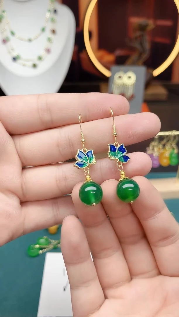 玛瑙/玉髓耳饰银S925镶嵌337000