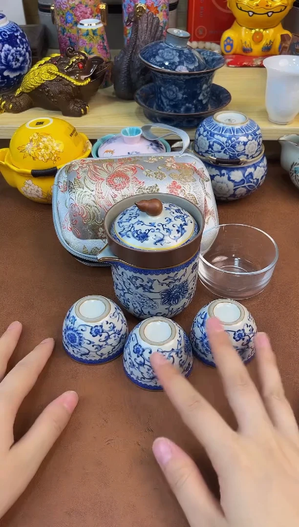 陶瓷茶具摆件旅行套组