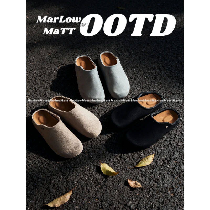 MaelowMatt极简穿搭复古轻奢勃肯鞋Cleanfit休闲百搭潮流包头拖鞋