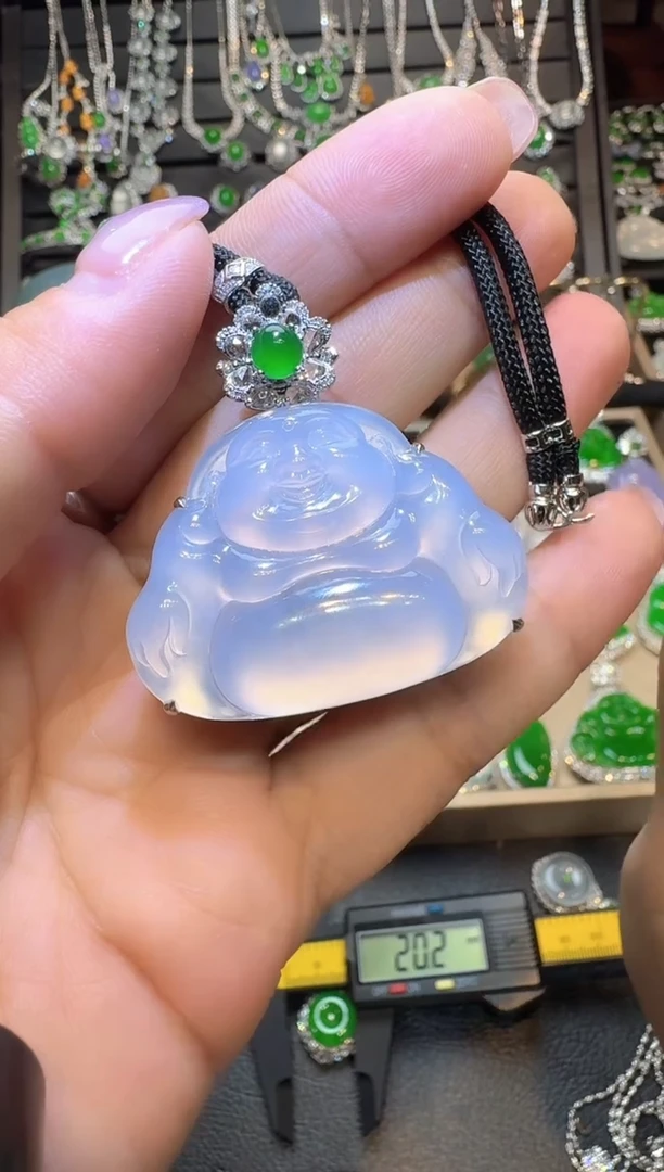 翡翠18K金镶嵌吊坠(不含链)【***】佛公