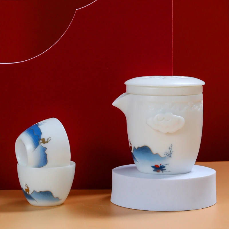 手工手绘过滤白瓷茶具中式主人杯-KKTC000176