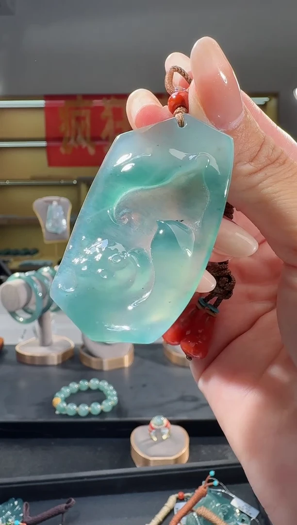 翡翠未镶嵌吊坠(不含链)花牌