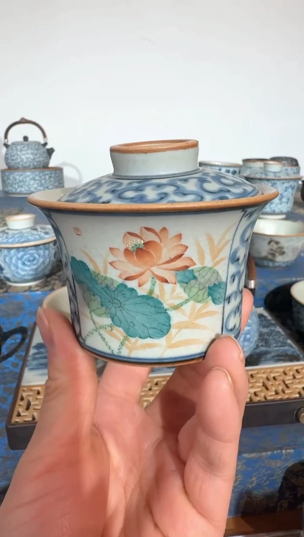 【闪购商品】微瑕荷花盖碗盖碗