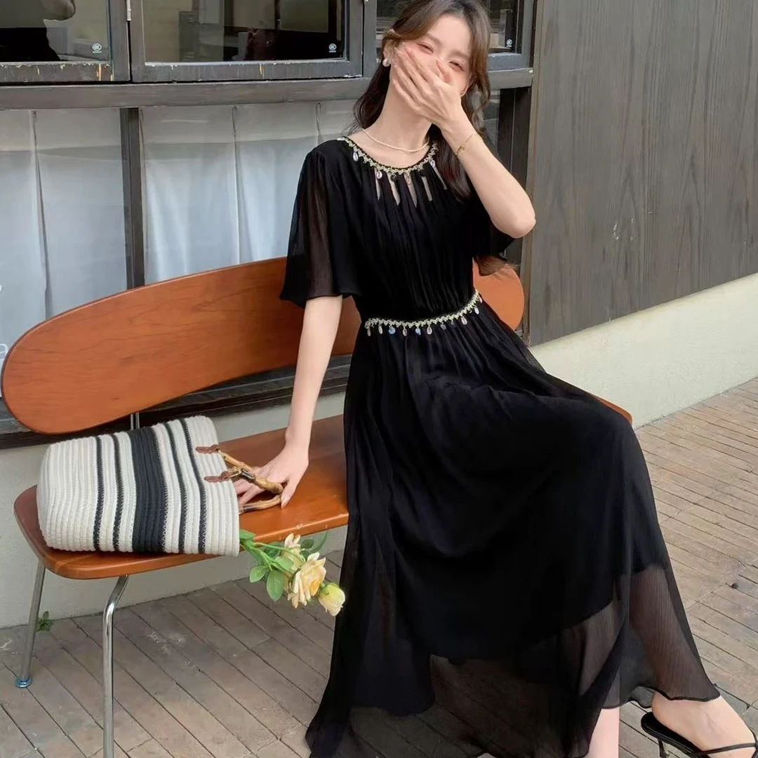 无印心匠B59910  气质女法式&收腰显瘦高级感夏连衣裙 K665